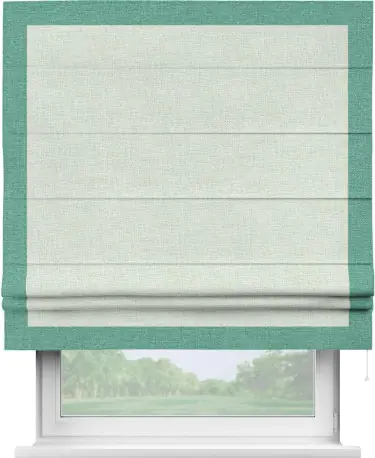 Римская штора «Кортин» для проёма, лён топлёное молоко, с кантом Чесс