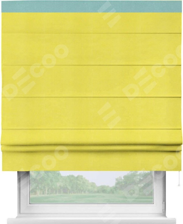 Римская штора «Кортин» с кантом Кинг, для проема, ткань вельвет cветло-желтый