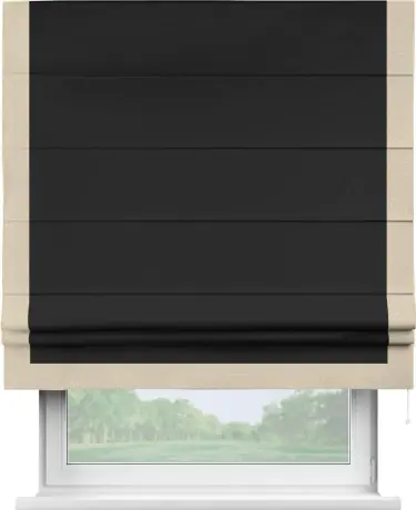 Римская штора «Cortin» для проёма, блэкаут однотонный черный с кантом Виктория
