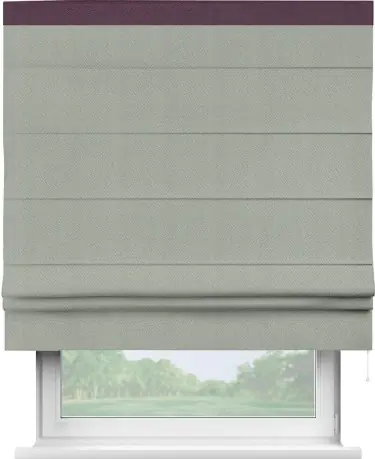 Римская штора «Кортин»  отделка кантом Кинг, для проема, лён димаут, серый