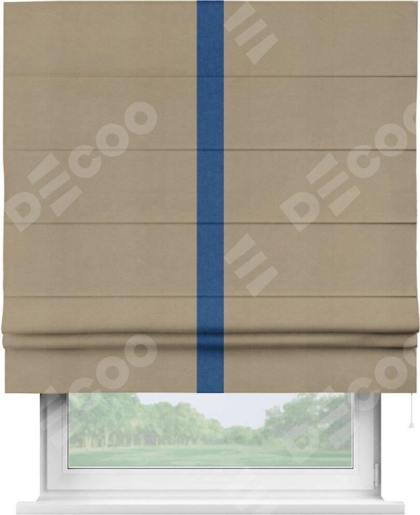 Римская штора «Кортин» с кантом Хайвэй, для проема, ткань вельвет кофейный