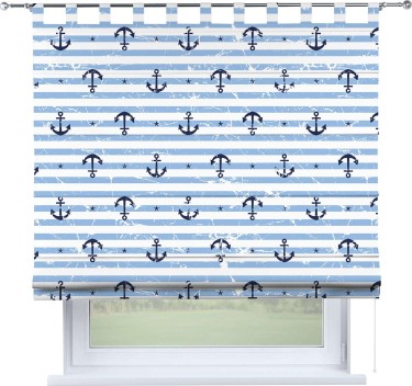 Римская штора «Кортин» на петлях «Полоски и якори»