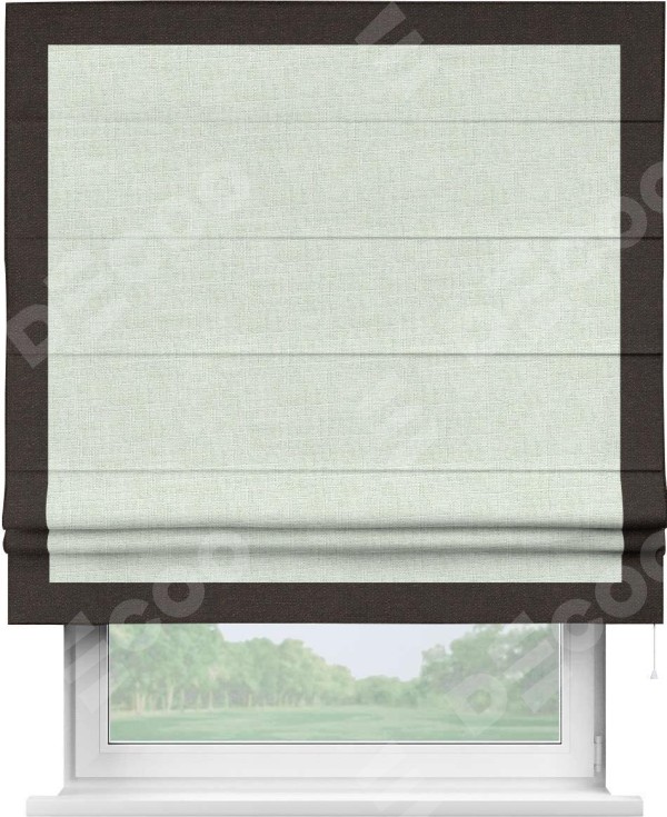 Римская штора «Кортин» для проёма, лён топлёное молоко, с кантом Чесс