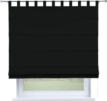 Римская штора «Кортин», блэкаут однотонный черный, на петлях
