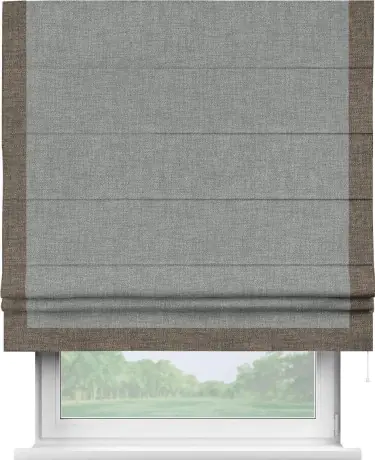 Римская штора «Кортин» с кантом Виктория, для проема, ткань рогожка димаут, тёмно-серый