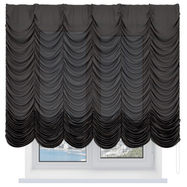 Французская штора «Кортин», лён тёмно-коричневый