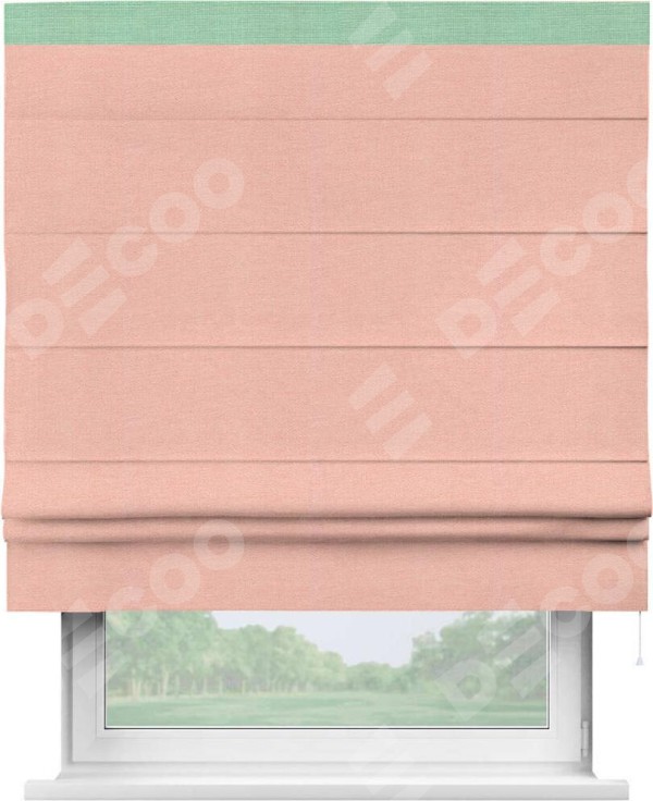 Римская штора «Кортин» с кантом Кинг, для проема, ткань лён розовый