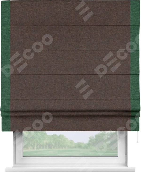 Римская штора «Кортин» с кантом Стрим Дуо, для проема, ткань лён коричневый