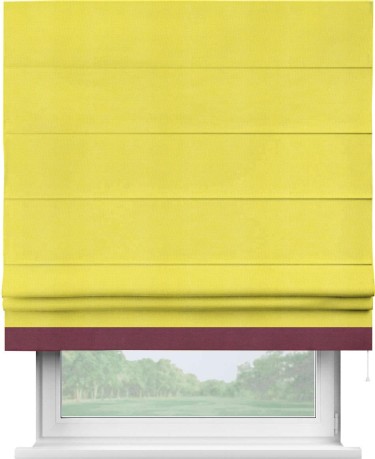 Римская штора «Кортин» с кантом Джестер, для проема, ткань вельвет cветло-желтый