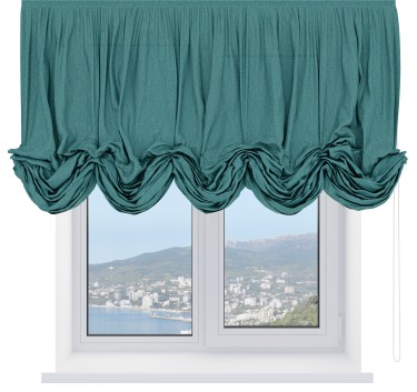 Австрийская штора «Кортин», ткань лён кашемир бирюзовый