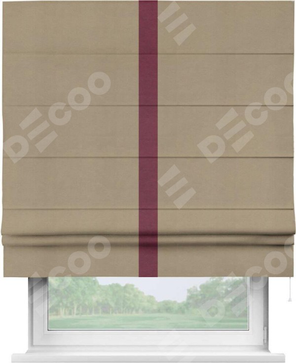 Римская штора «Кортин» с кантом Хайвэй, для проема, ткань вельвет кофейный