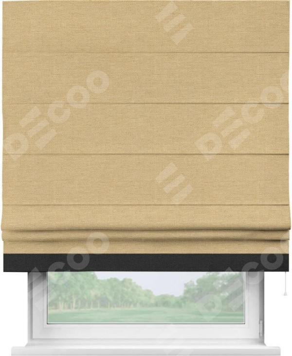 Римская штора «Кортин» с кантом Джестер, для проема, ткань лён темно-бежевый