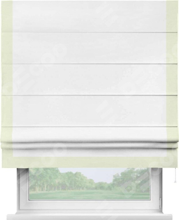 Римская штора «Кортин» с кантом Виктория, для проема, ткань вельвет дымчато-белый