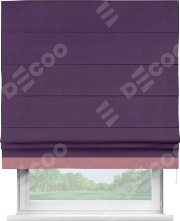 Римская штора «Кортин» с кантом Джестер, для проема, ткань вельвет темно-фиолетовый
