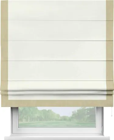 Римская штора «Кортин» для проема, канвас молочный, с кантом Виктория