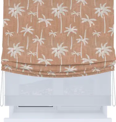 Римская штора «Кортин», день-ночь с мягкими складками, «Пальмы на закате»
