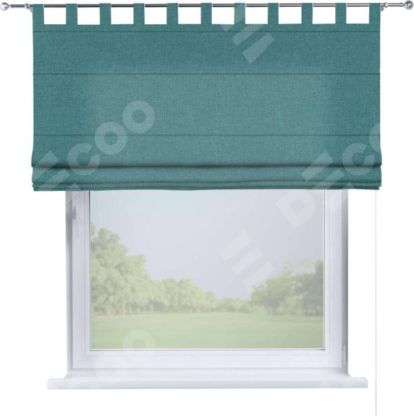 Римская штора на петлях «Кортин», ткань лён бирюзовый