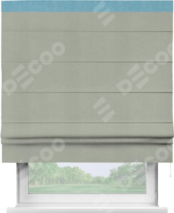 Римская штора «Кортин» с кантом Кинг, для проема, ткань вельвет cветло-серый