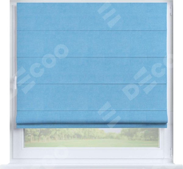 Римская штора «Кортин» на створку, ткань вельвет голубой