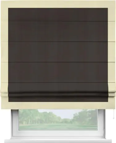 Римская штора «Кортин» с кантом Чесс, для проема, ткань блэкаут однотонный венге