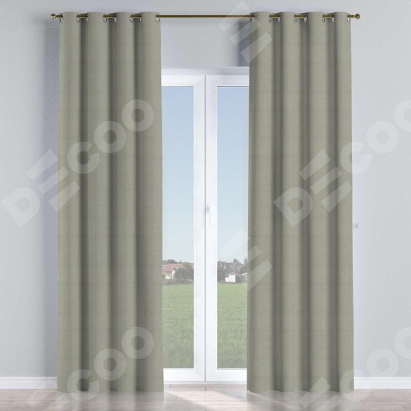 Комплект штор на люверсах лён димаут серый