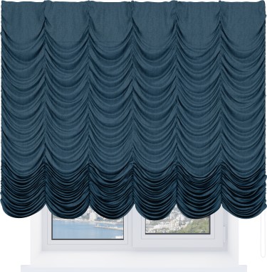 Французская штора «Кортин», лён кашемир синий