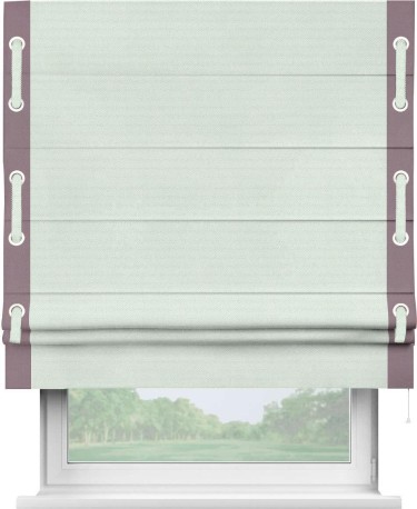 Римская штора «Кортин» с кантом Стрим Дуо (люверсы с пояском), для проема, ткань блэкаут однотонный дымчато-молочный