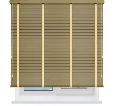 Деревянные жалюзи с тесьмой 50 мм. отбеленный