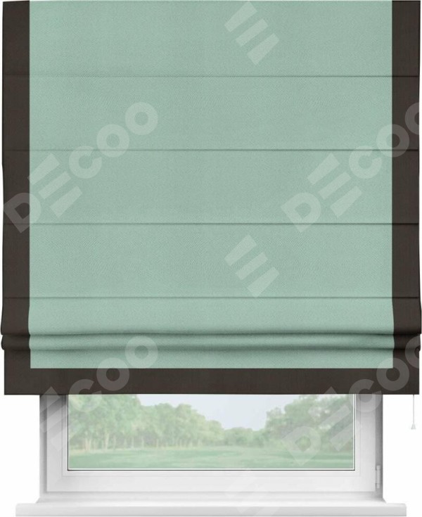 Римская штора «Кортин» с кантом Виктория, для проема, ткань блэкаут однотонный ментоловый