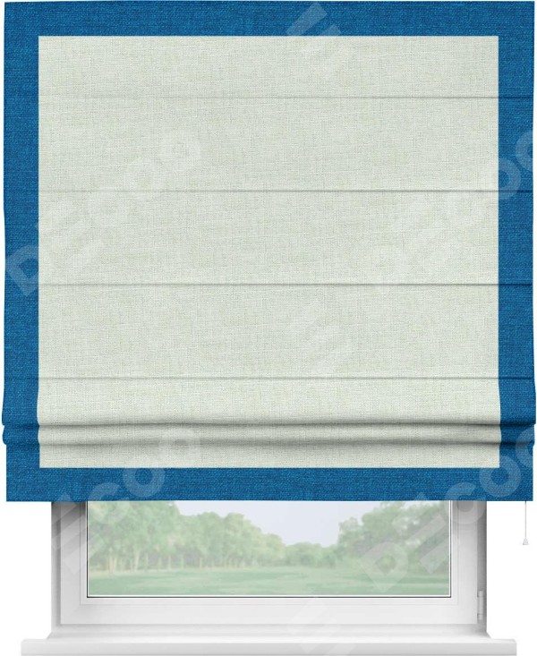 Римская штора «Кортин» для проёма, лён топлёное молоко, с кантом Чесс