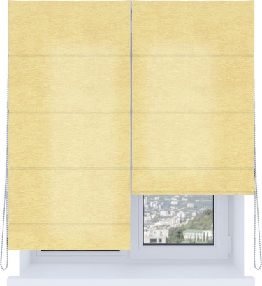 Римская штора «Кортин», система «Комфорт», софт однотонный золотой