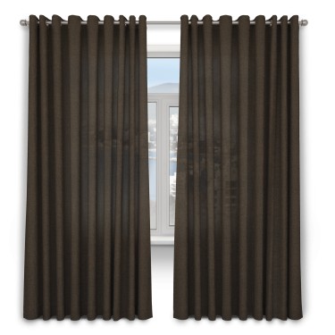 Комплект штор 2 шт, лён, цвет тёмно-коричневый, размер от 45 см