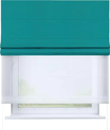 Римская штора «Кортин» день-ночь, ткань блэкаут однотонный, бирюзовый
