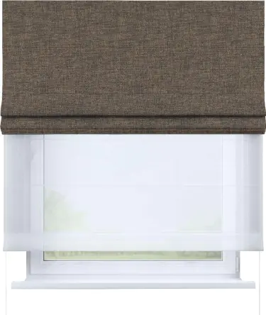 Римская штора «Кортин» день-ночь, ткань рогожка димаут, коричневый