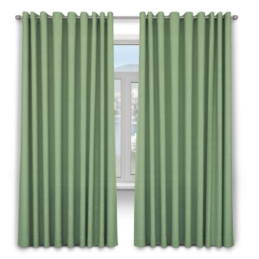 Шторы на люверсах ткань блэкаут однотонный, оливковый
