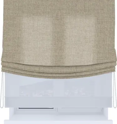 Римская штора «Кортин», лён бежевый, день-ночь с мягкими складками