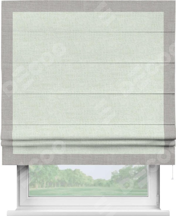 Римская штора «Кортин» для проёма, лён топлёное молоко, с кантом Чесс