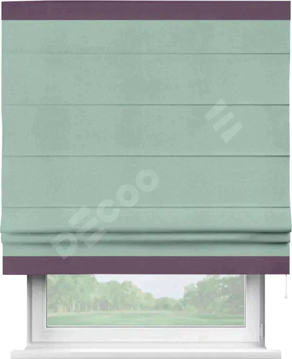 Римская штора «Кортин» с кантом Горизонт, для проема, ткань блэкаут однотонный ментоловый