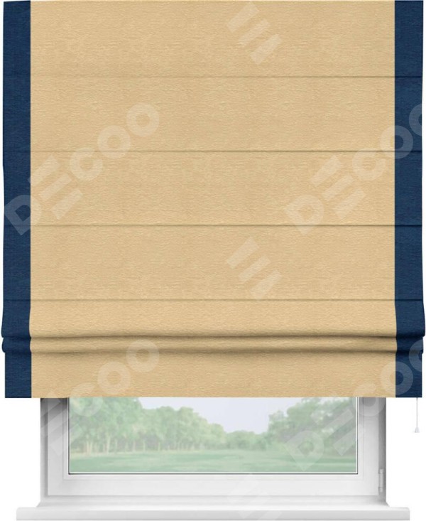 Римская штора «Кортин» с кантом Стрим Дуо, для проема, ткань софт однотонный бежевый