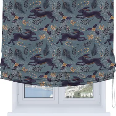 Римская штора Soft с мягкими складками, «Дарк арт зайцы»