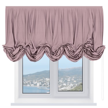 Австрийская штора «Кортин», ткань вельвет розовая пудра