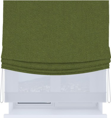 Римская штора «Кортин», день-ночь с мягкими складками, лён блэкаут оливковый