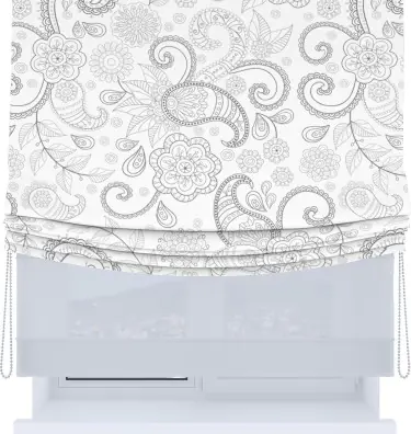 Римская штора «Кортин», день-ночь с мягкими складками, «Изысканный пейсли»