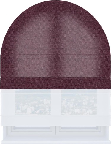 Римская штора «Кортин» день-ночь для арочного проёма, ткань лён фиолетовый