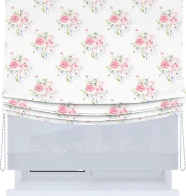 Римская штора «Кортин», день-ночь с мягкими складками, «Нежный розарий»