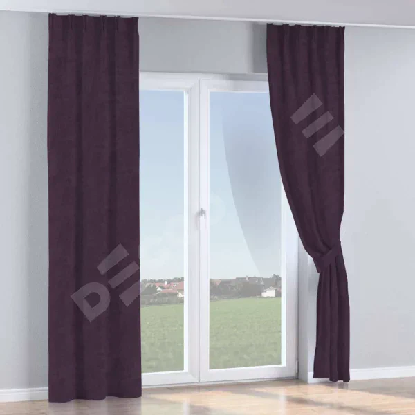 Комплект штор вельвет тёмно-фиолетовый, на тесьме «Кустик»