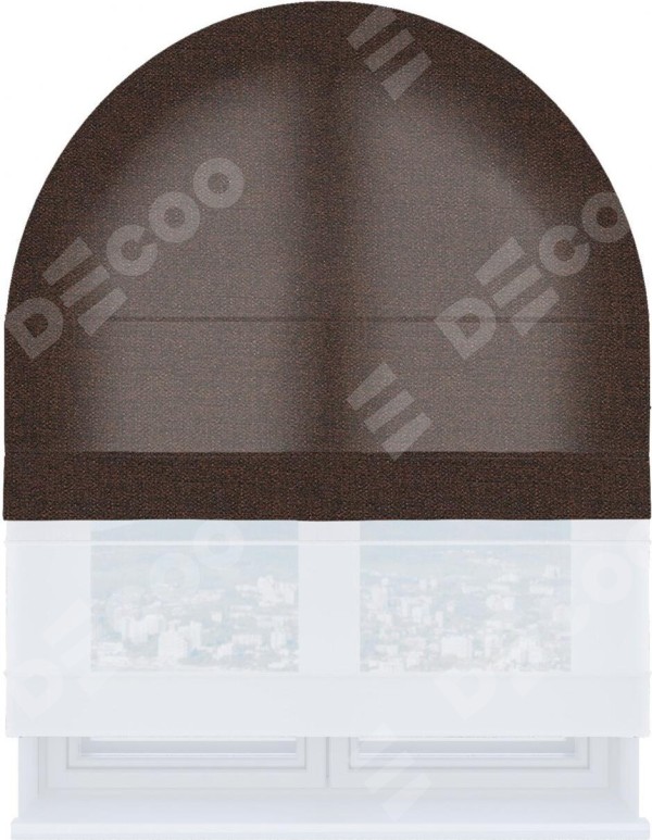 Римская штора «Кортин» день-ночь для арочного проёма, ткань лён коричневый