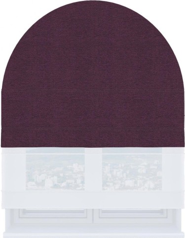 Римская штора «Кортин» день-ночь для арочного проёма, ткань лён димаут фиолетовый