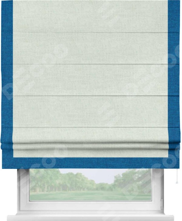 Римская штора «Кортин» для проёма, лён топлёное молоко, с кантом Виктория