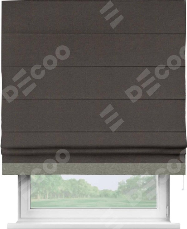 Римская штора «Кортин» с кантом Джестер, для проема, ткань лён димаут, венге